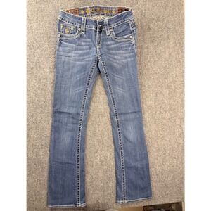 Rock Revival Celine Bootcut Jeans Womens 27 Blue Denim Y2K Distressed Rhinestone